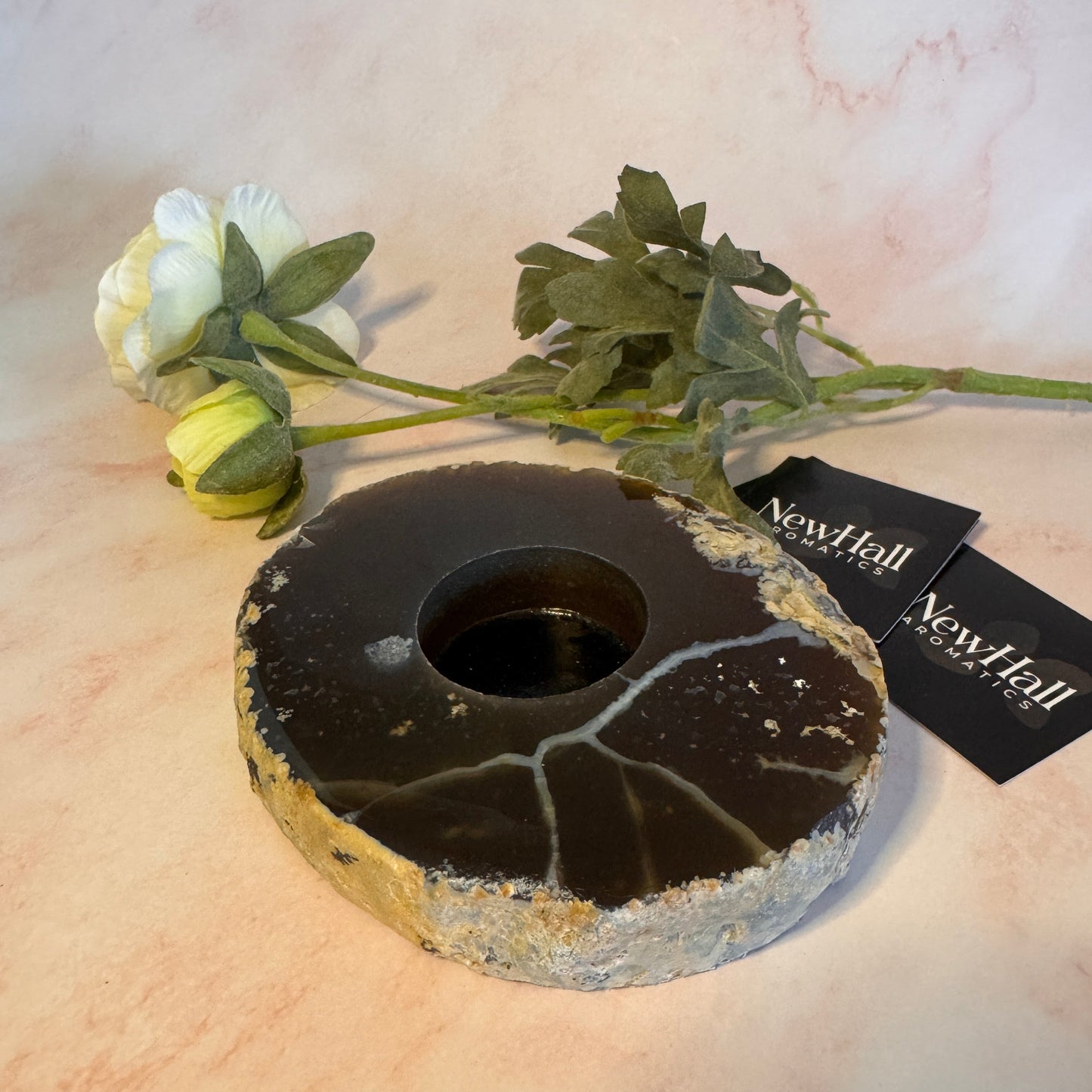 Agate tea light holder