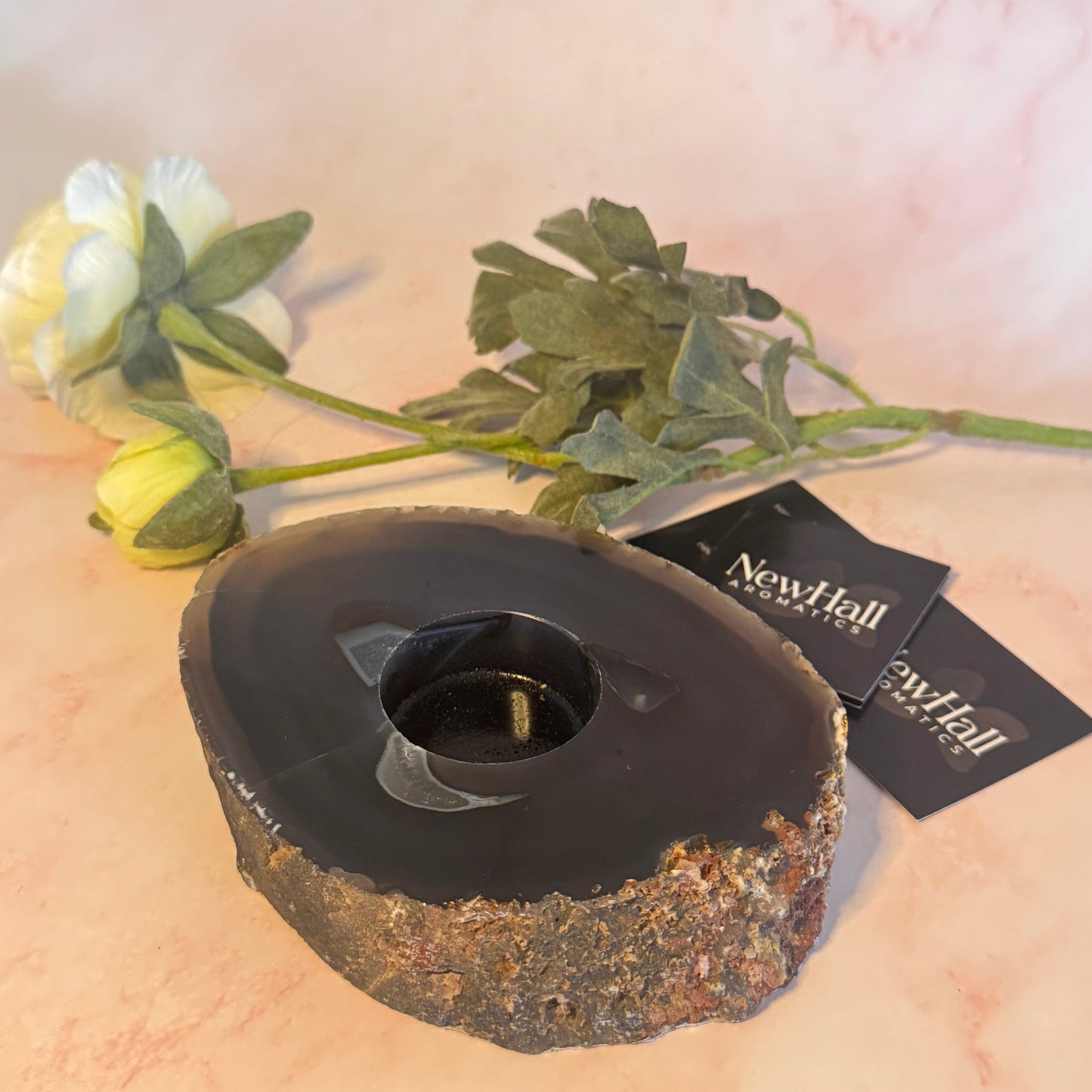 Agate tea light holder